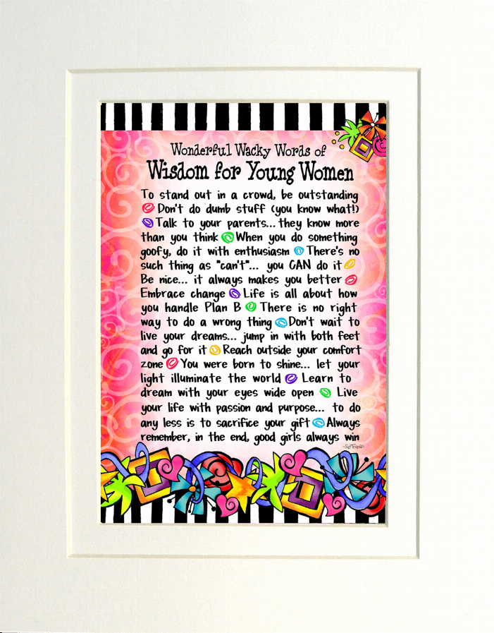 Framed motivational poster for young women with colorful graffiti border