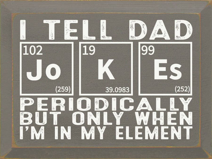 Funny dad quote typography wall art sign with periodic table element blocks