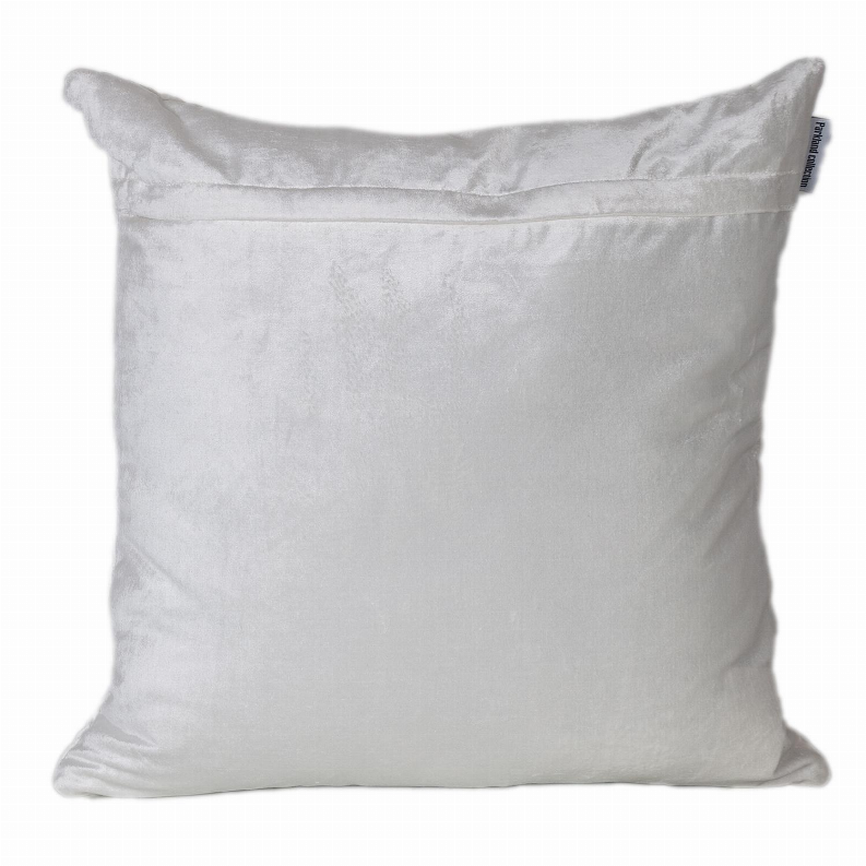 Light gray quilted throw pillow with channel stitching and tailored square corners