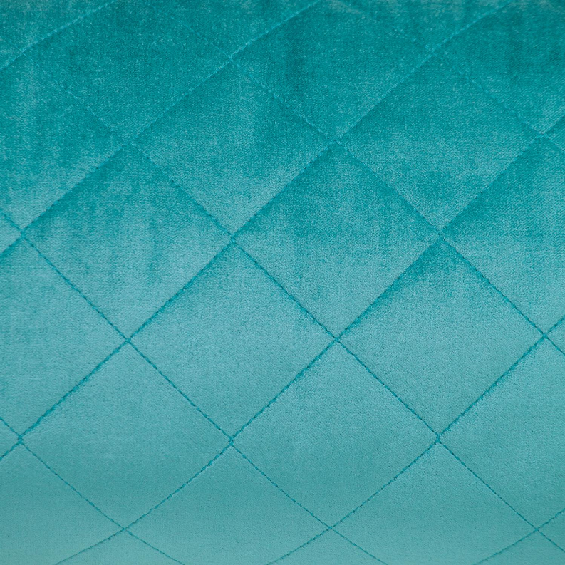 Teal quilted throw pillow with diamond stitched pattern