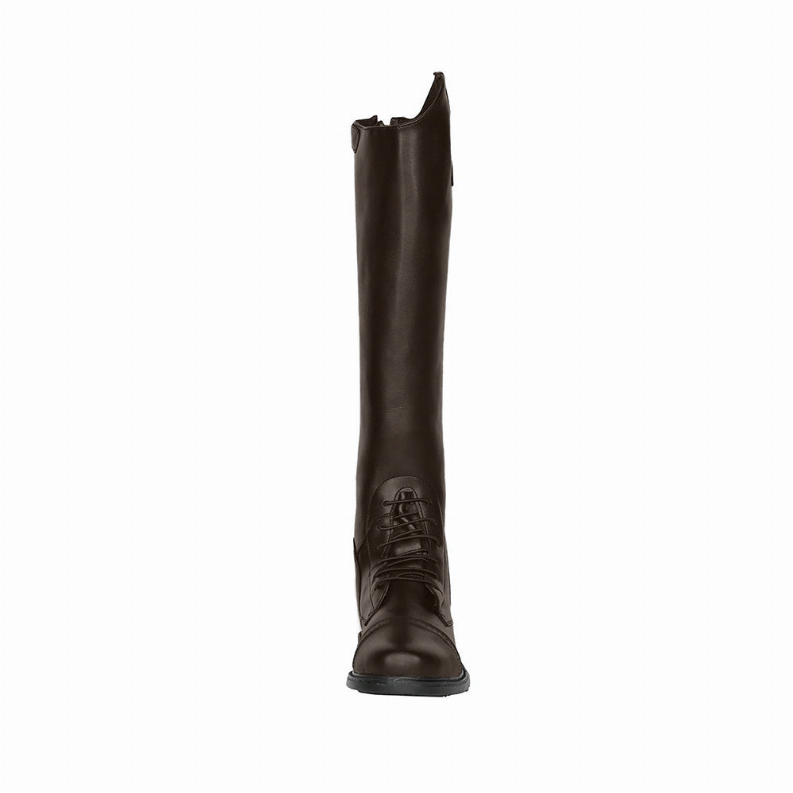 Men's field boots in dark brown leather, tall shaft with lace closure