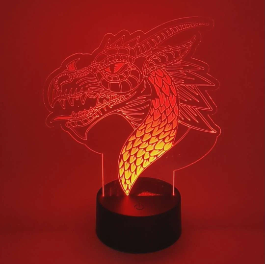 Fantasy Dragon LED Light Lamp | Mythical Creature Gift - 3 - Lamps & Lights