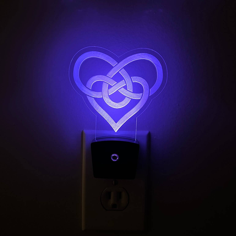 Celtic Heart Nightlight | Irish LED Plug In Night Light - 2 - Lamps & Lights
