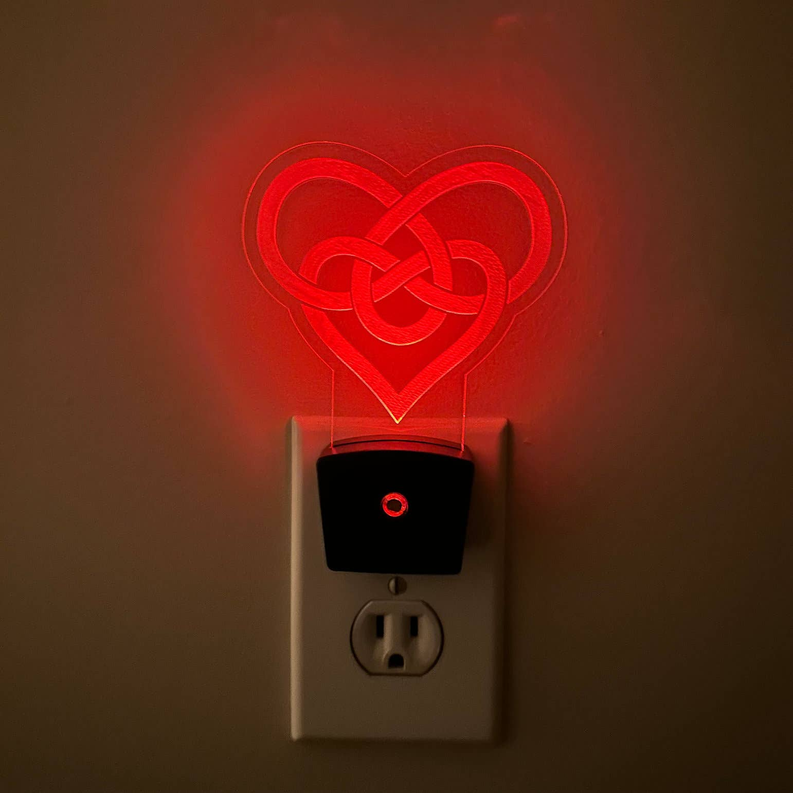 Celtic Heart Nightlight | Irish LED Plug In Night Light - 2 - Lamps & Lights