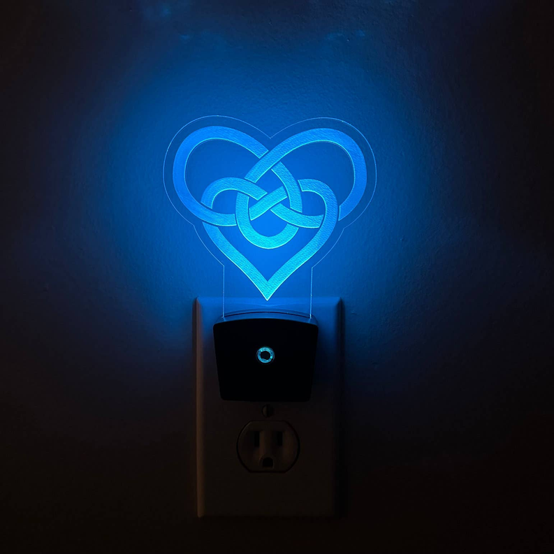 Celtic Heart Nightlight | Irish LED Plug In Night Light - 2 - Lamps & Lights