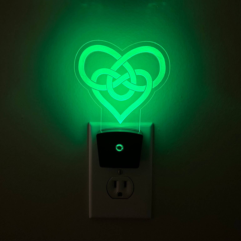 Celtic Heart Nightlight | Irish LED Plug In Night Light - 2 - Lamps & Lights
