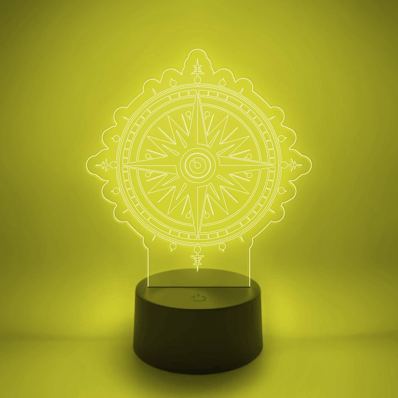 Compass Rose LED Light Up Desk Lamp | Nautical Explorer Gift - 3 - Lamps & Lights