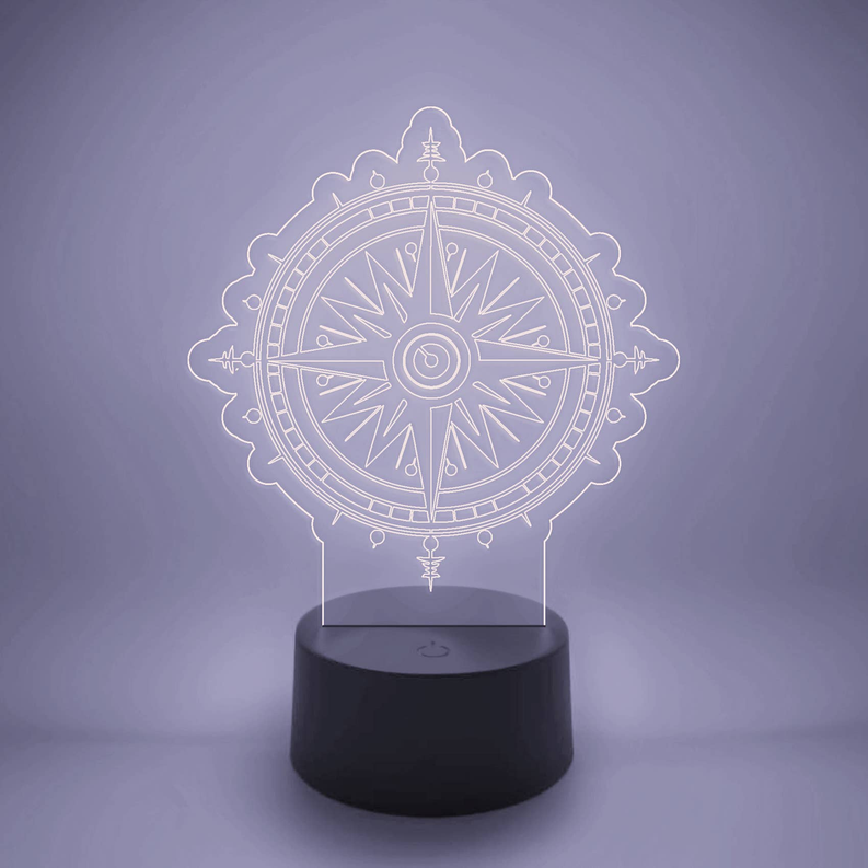 Compass Rose LED Light Up Desk Lamp | Nautical Explorer Gift - 3 - Lamps & Lights