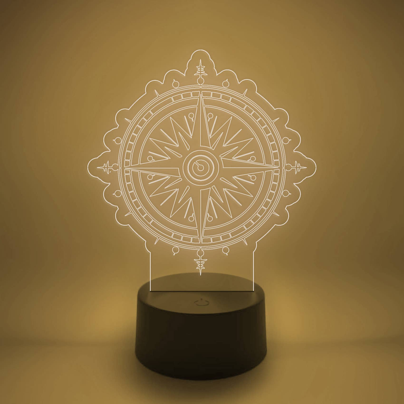 Compass Rose LED Light Up Desk Lamp | Nautical Explorer Gift - 3 - Lamps & Lights