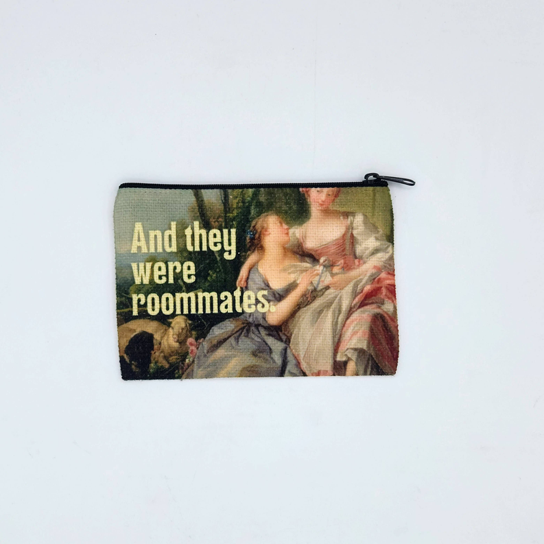 Small zipper coin pouch with 'And they were roommates' photo print panel