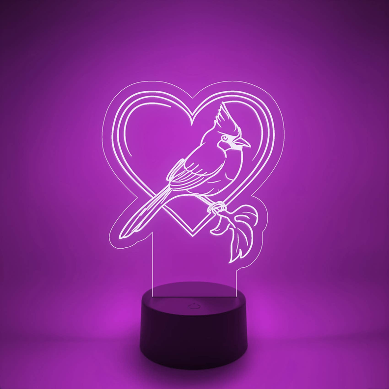 Bird Memorial LED Lamp | Light Up Cardinal Heart - 3 - Lamps & Lights