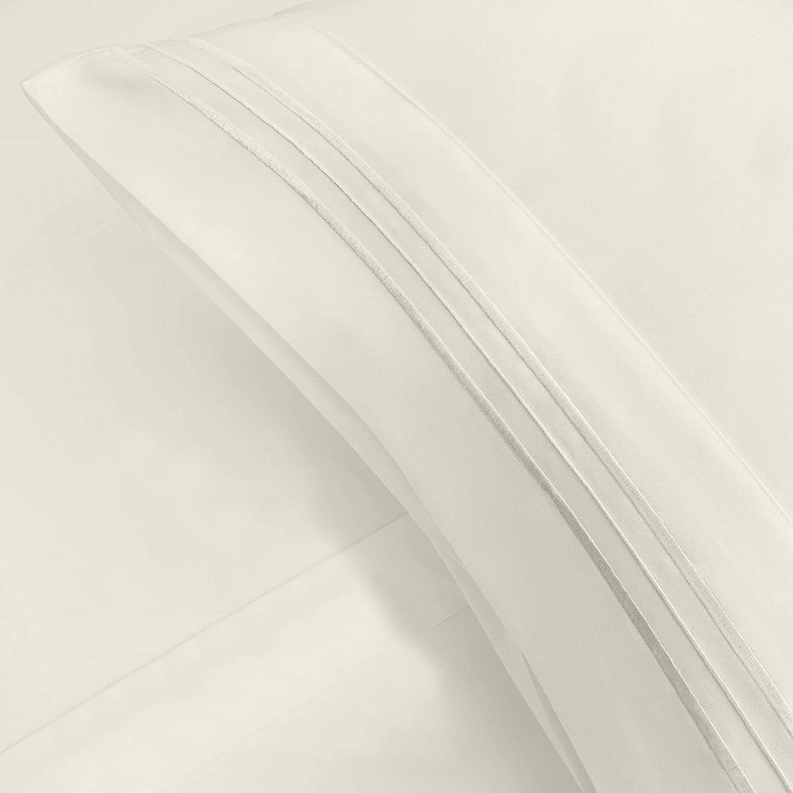 Embroidery Soft Cozy Sheet Set Wrinkle Resistant - Ivory / Queen - Home Decor