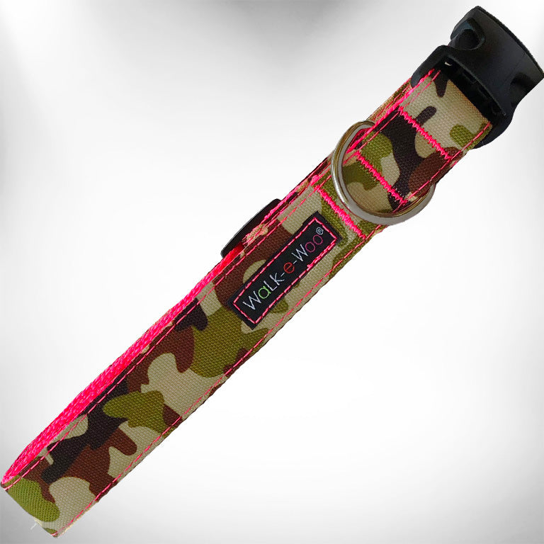 Camo Dog Collars - Hot Pink Camo / S 3/4" width fits 10-14" neck - Pet Supplies