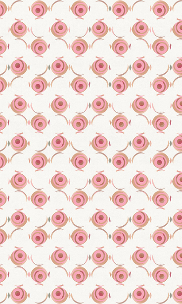 Rosebud geometric vinyl floor covering pattern of pink circular medallions