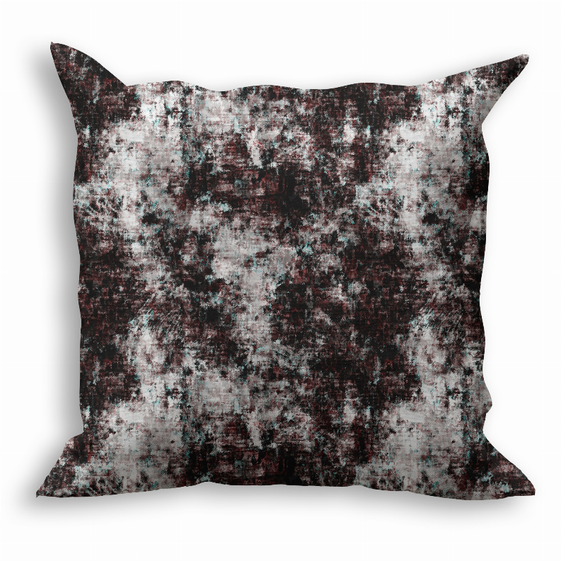 Black and white abstract speckled throw pillow, square shape, textured look