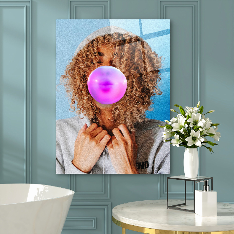 Curly Gummy Women Glass Wall Art - Home Decor