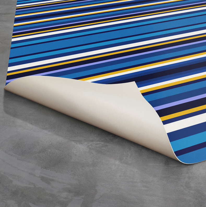Cabana' Non-Slip Indoor/Outdoor Rug - Blue/Yellow Striped / 4' x 6' - Home Decor
