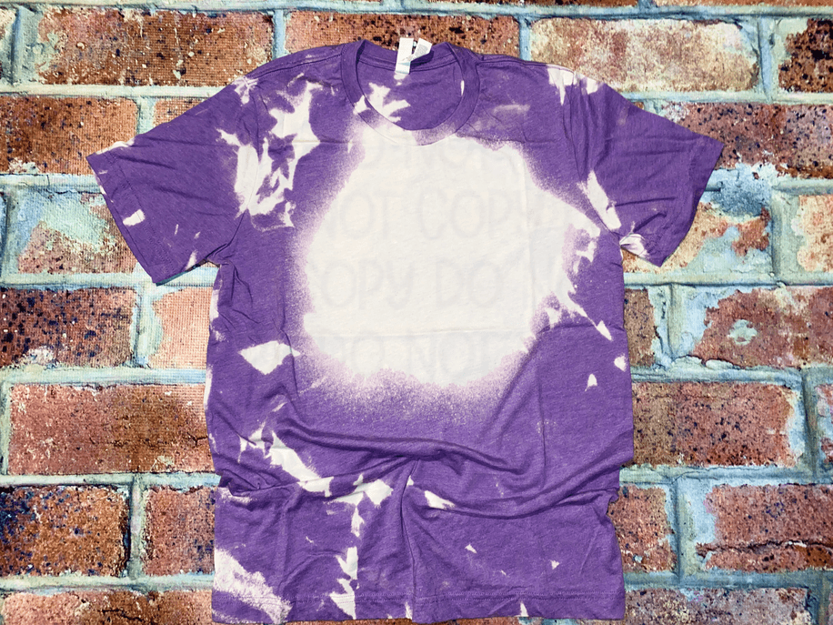 Purple bleach-dye crewneck T-shirt, short sleeves, relaxed fit