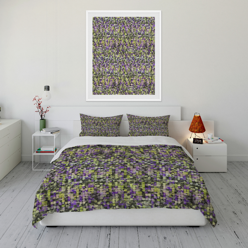 Multi-color patterned comforter set with two matching pillow shams