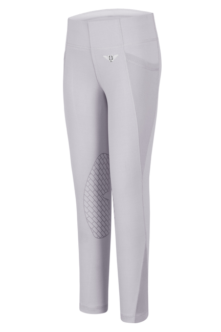 Children's equestrian tights, light gray with textured knee patch