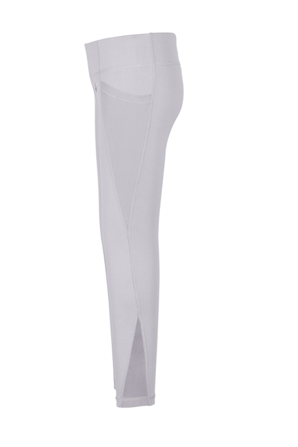 Children's equestrian tights, light gray with stitched side panels