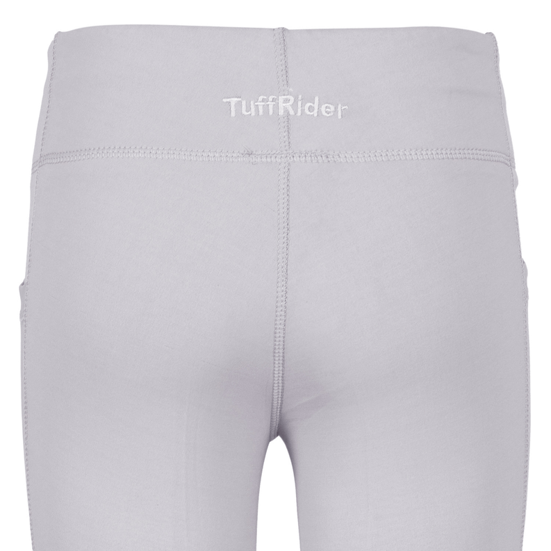 TuffRider children's equestrian tights, light gray with logo on waistband