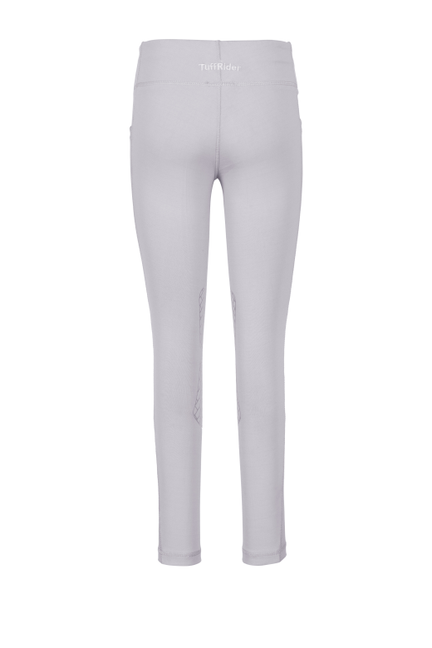 Children's equestrian tights, light gray, full length with stitched seams