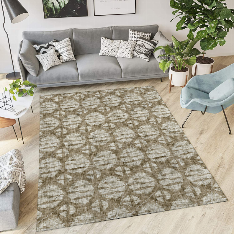 Blankets2U low pile carpet with beige and gray abstract geometric pattern