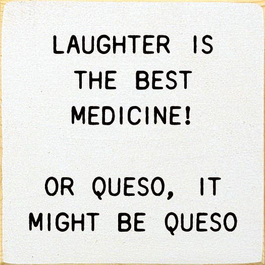 'Laughter Is the Best Medicine!' text on off-white square tile
