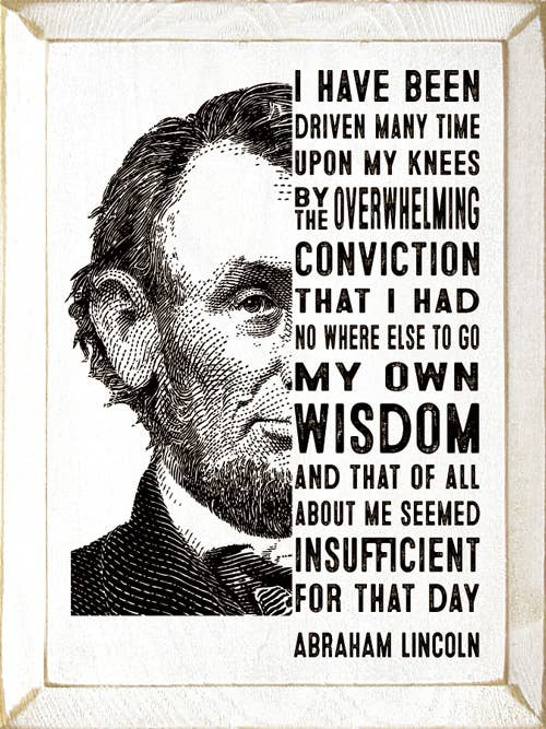Abraham Lincoln quote print on off-white framed canvas with portrait