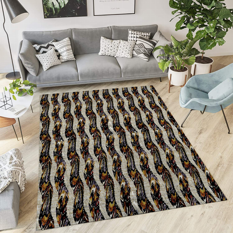 Blankets2U low pile carpet with multicolor abstract wave pattern