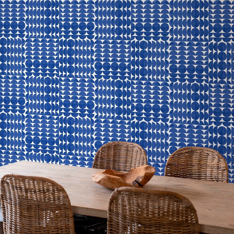 Coordinates' Royal Mid-Century Geometric Peel & Stick Wallpaper - Home Decor