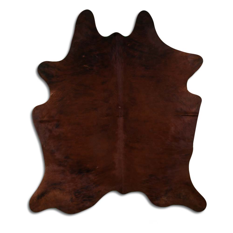 Brown hair-on cowhide rug, full hide with natural mottled texture