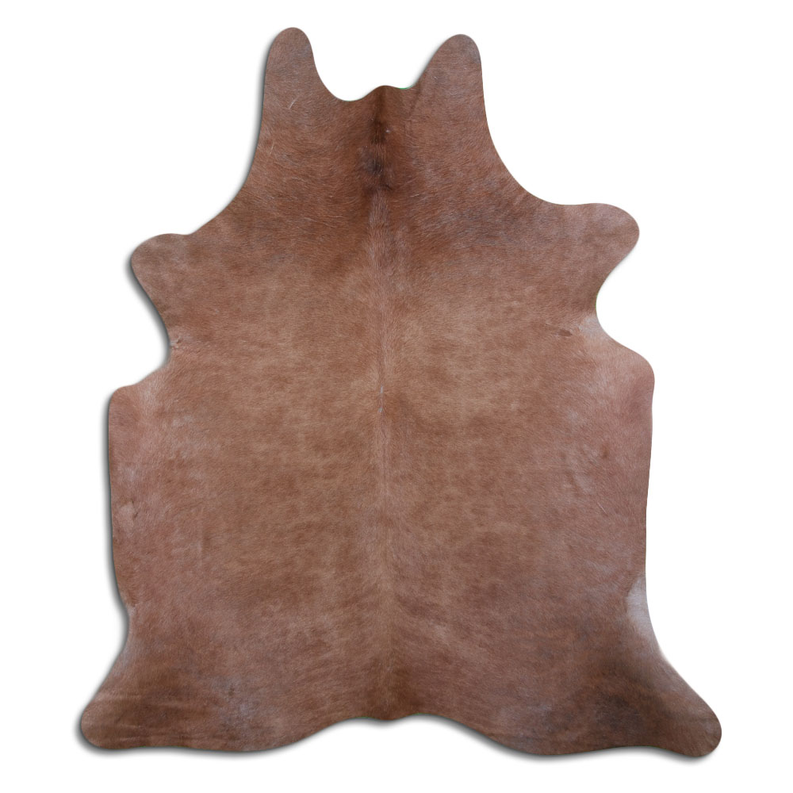 Brown natural cowhide with fur texture rug skin, irregular hide shape
