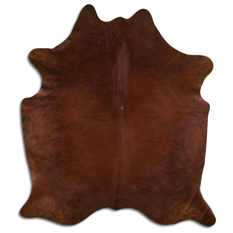 Brown cowhide rug with natural hair, irregular shape