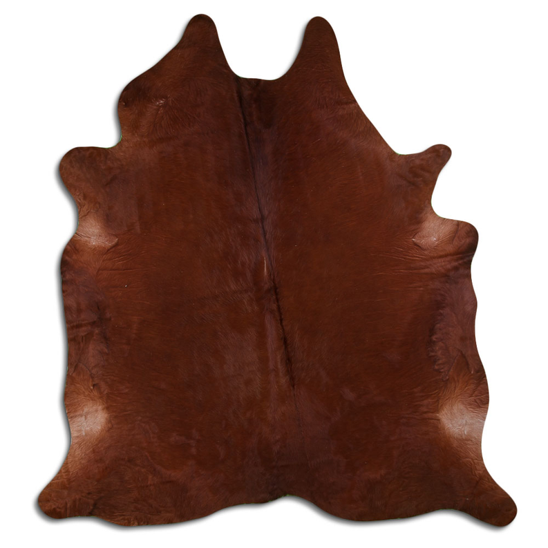Brown cowhide with natural hair, irregular hide shape