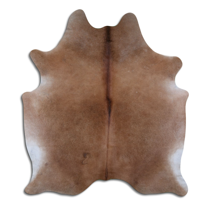Brown cowhide skin with natural hair texture and irregular speckled pattern