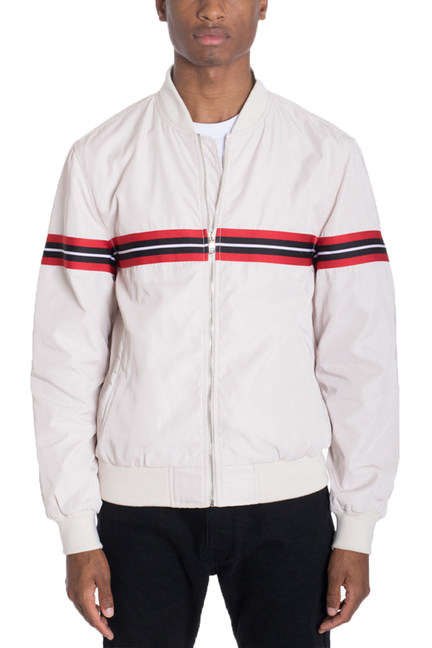 Dom Taped Bomber - BEIGE / 1 / S - Unisex Fashion
