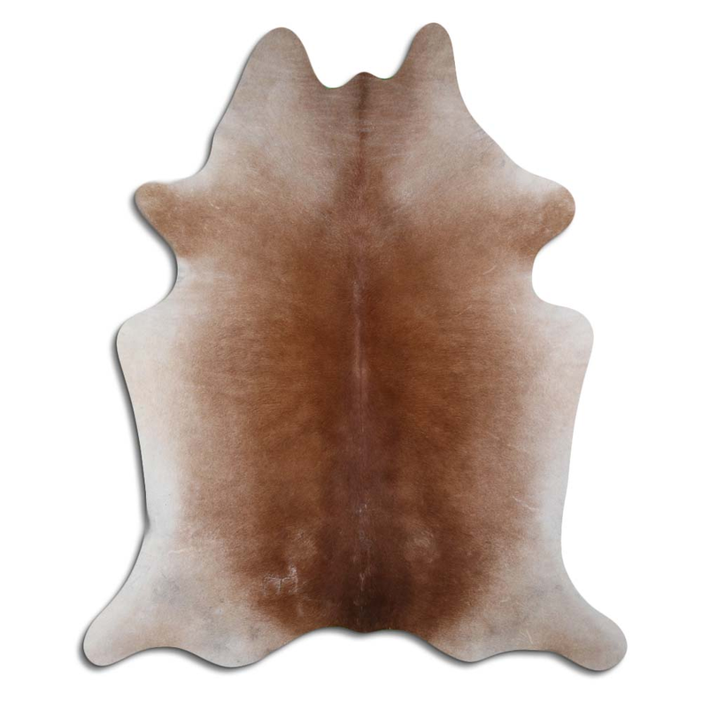 Brown cowhide with natural hair, irregular hide shape