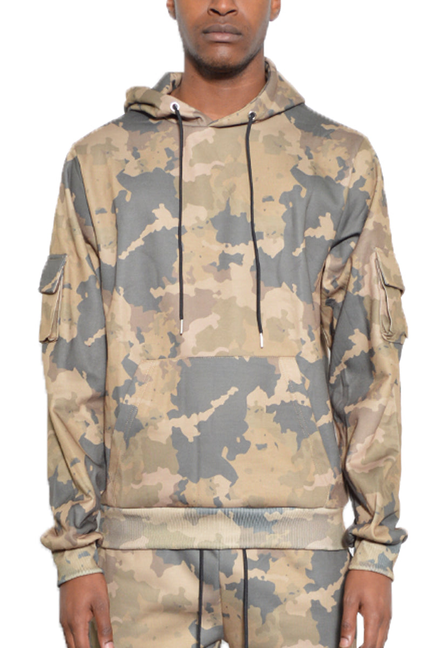 Camo Pullover Hoodie - Khaki / 1 / S - Unisex Fashion