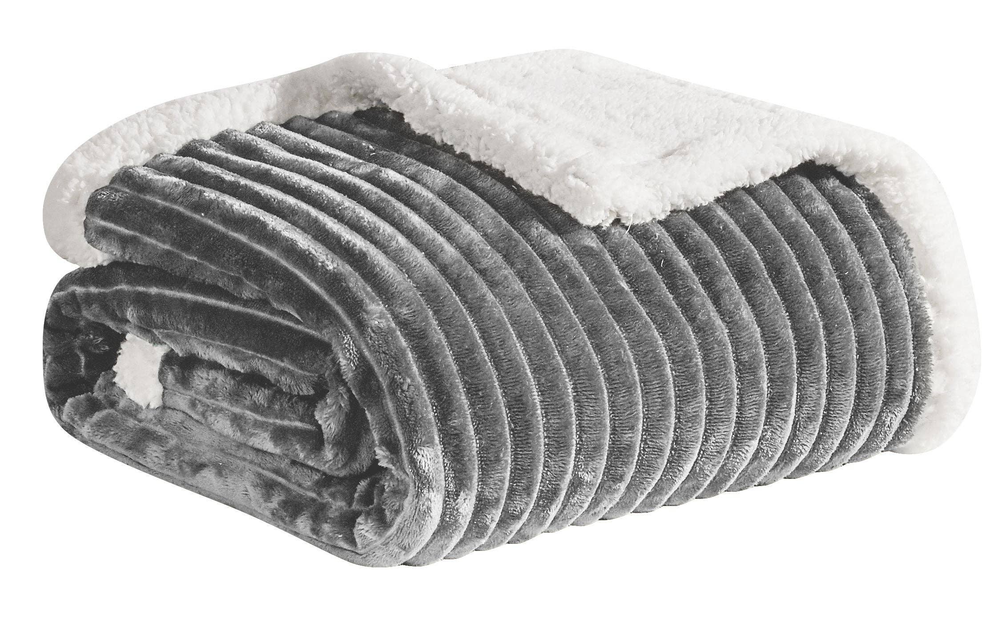Corduroy Luxe Queen and King Sherpa Blankets - Gray / 1 / King - Home Decor