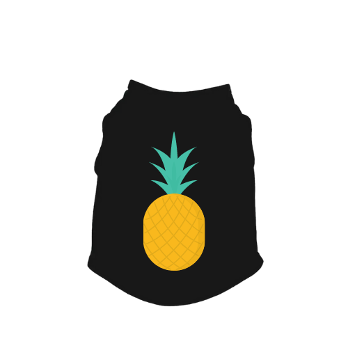 Black pineapple graphic tank top with sleeveless crew neckline