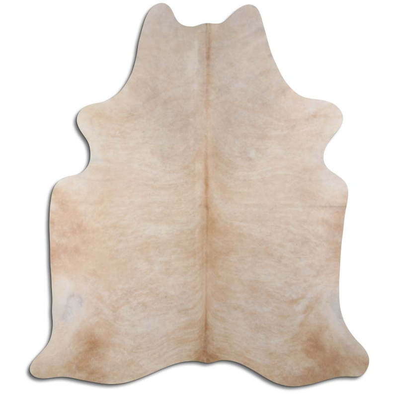 Beige brindle cowhide rug with natural hair and irregular edges