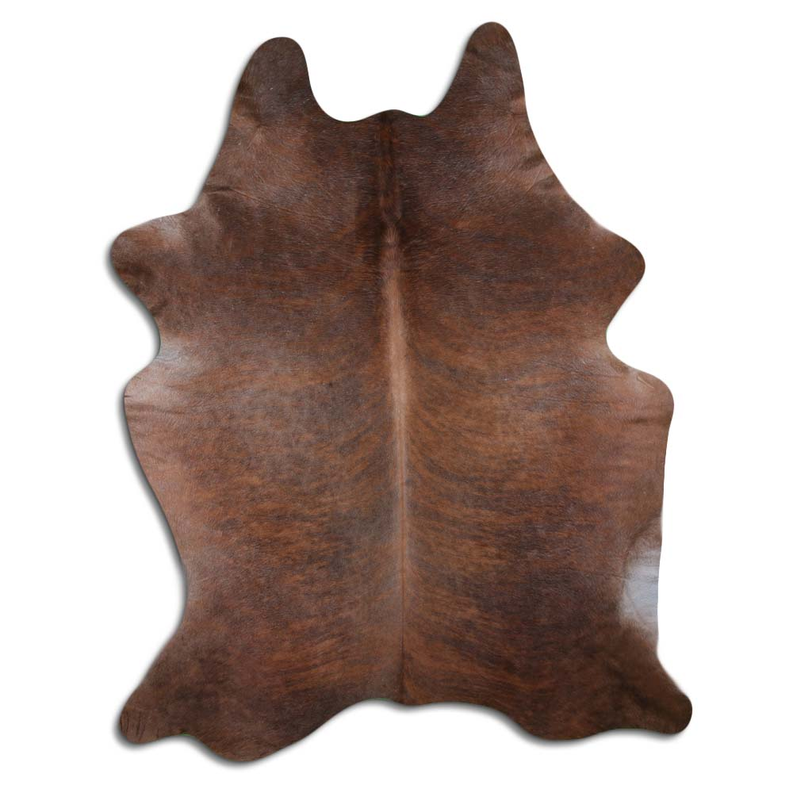 Natural cowhide rug with beige and dark brindle pattern