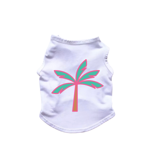 Light tank top with palm tree graphic, sleeveless crew neckline