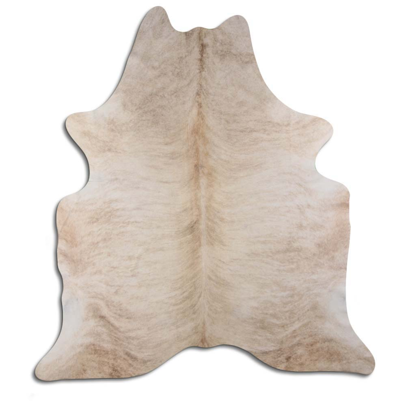 Beige brindle cowhide rug with natural hair hide
