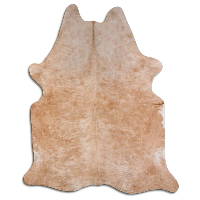 Beige brindle cowhide rug with natural hair-on texture