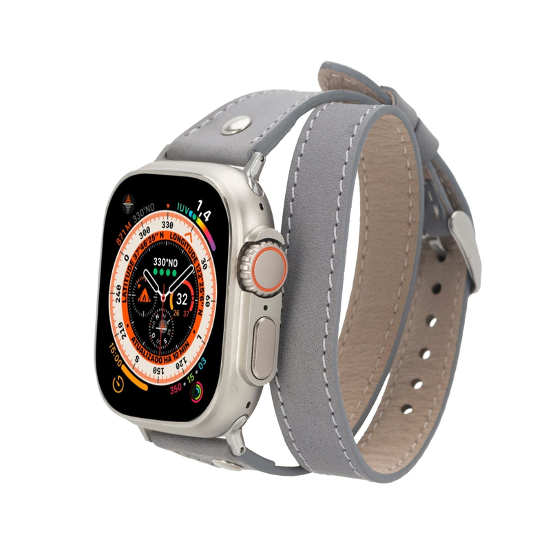 Basin Double Tour Leather Bands for Apple Watch Ultra,8,7 and SE - Device Accessories