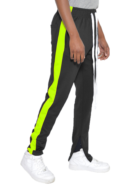 Classic Slim Fit Track Pants - BLACK LIME / 1 / M - Unisex Fashion