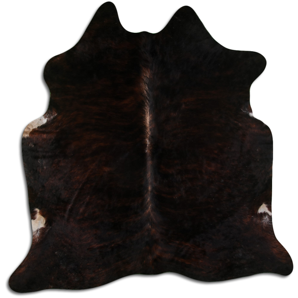 Medium brindle cowhide rug with natural hair